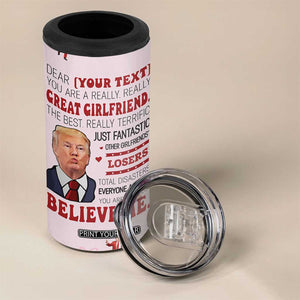 Personalized Funny Trump Valentines Day Gift For Girlfriend 4 in 1 Can Cooler Tumbler Custome Name Cute Coquette Cute Pink Bow Aesthetic TB10 Print Your Wear