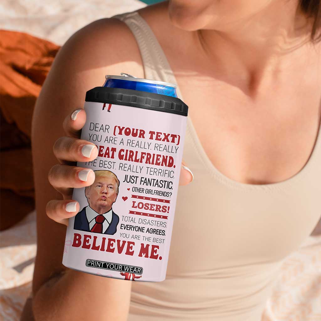 Personalized Funny Trump Valentines Day Gift For Girlfriend 4 in 1 Can Cooler Tumbler Custome Name Cute Coquette Cute Pink Bow Aesthetic TB10 Print Your Wear
