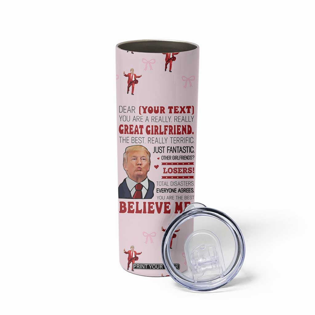 Personalized Funny Trump Valentines Day Gift For Girlfriend Skinny Tumbler Custome Name Cute Coquette Cute Pink Bow Aesthetic TB10 Print Your Wear