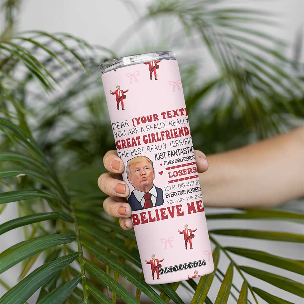 Personalized Funny Trump Valentines Day Gift For Girlfriend Skinny Tumbler Custome Name Cute Coquette Cute Pink Bow Aesthetic TB10 Print Your Wear