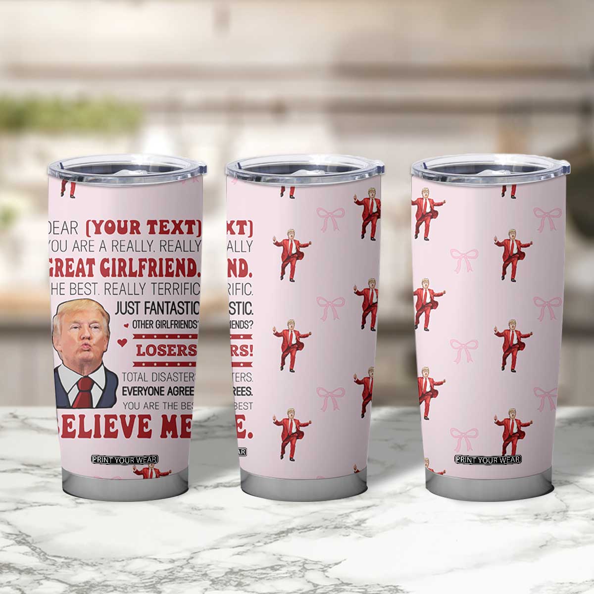Personalized Funny Trump Valentines Day Gift For Girlfriend Tumbler Cup Custome Name Cute Coquette Cute Pink Bow Aesthetic TB10 Print Your Wear