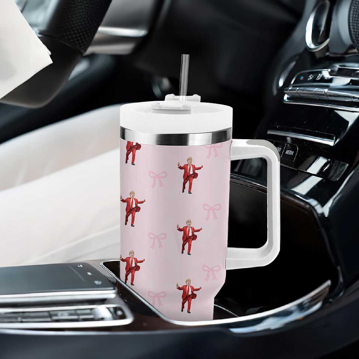 Personalized Funny Trump Valentines Day Gift For Girlfriend Tumbler With Handle Custome Name Cute Coquette Cute Pink Bow Aesthetic TB10 Print Your Wear