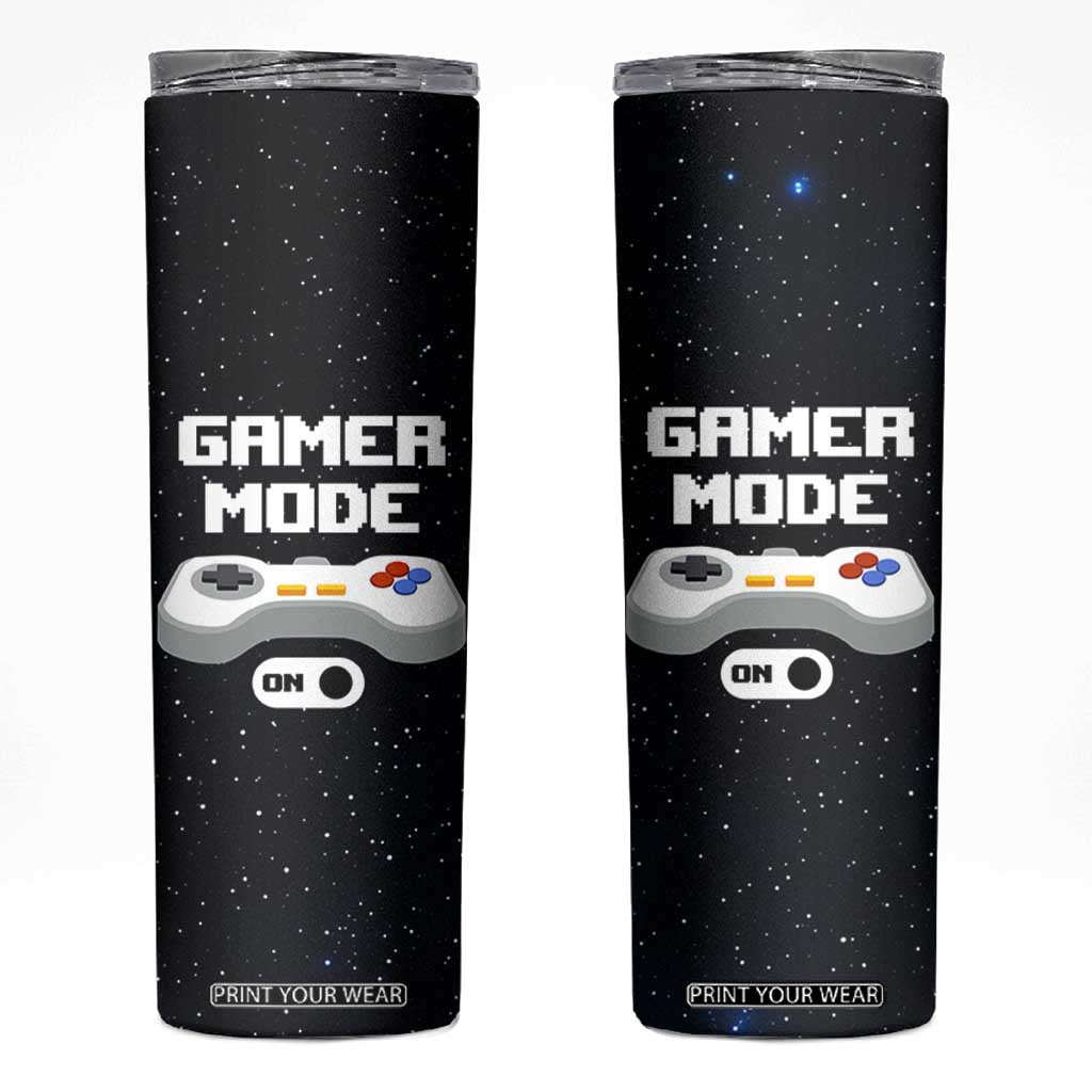 Gaming Gifts Skinny Tumbler Gamer Mode On Video Game TB10 Black Print Your Wear