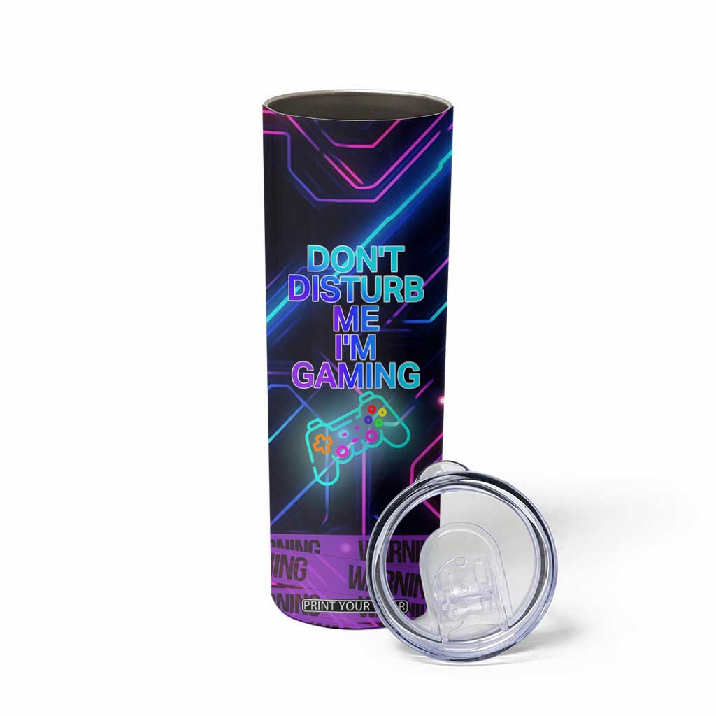 Gaming Gifts Skinny Tumbler Warning Do Not Disturb Im Gaming Video Game Gamer TB10 Print Your Wear