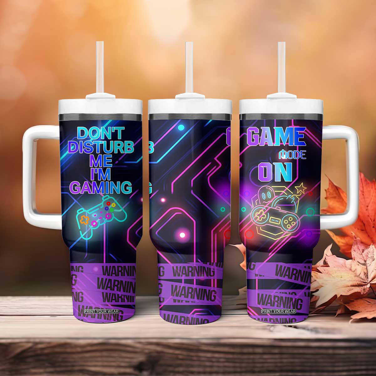 Gaming Gifts Tumbler With Handle Warning Do Not Disturb Im Gaming Video Game Gamer TB10 Print Your Wear