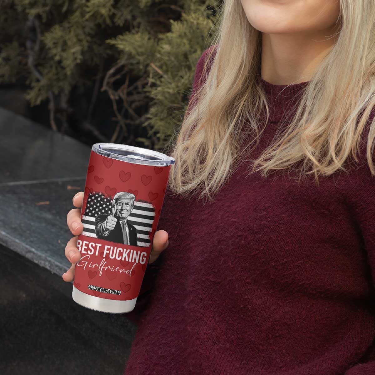 Funny Trump Valentines Day Gift For Girlfriend Tumbler Cup Cute Anniversary Coffee Cup TB10 Print Your Wear