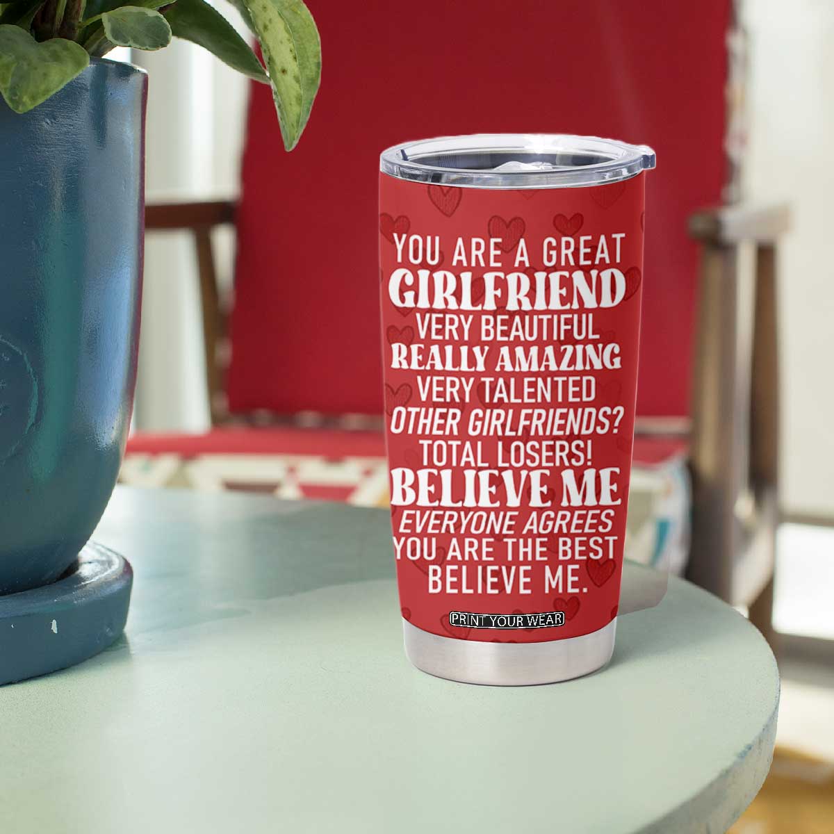 Funny Trump Valentines Day Gift For Girlfriend Tumbler Cup Cute Anniversary Coffee Cup TB10 Print Your Wear