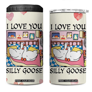 I Love You Silly Goose 4 in 1 Can Cooler Tumbler Cute Romantic Gift TB10 One Size: 16 oz Beige Print Your Wear