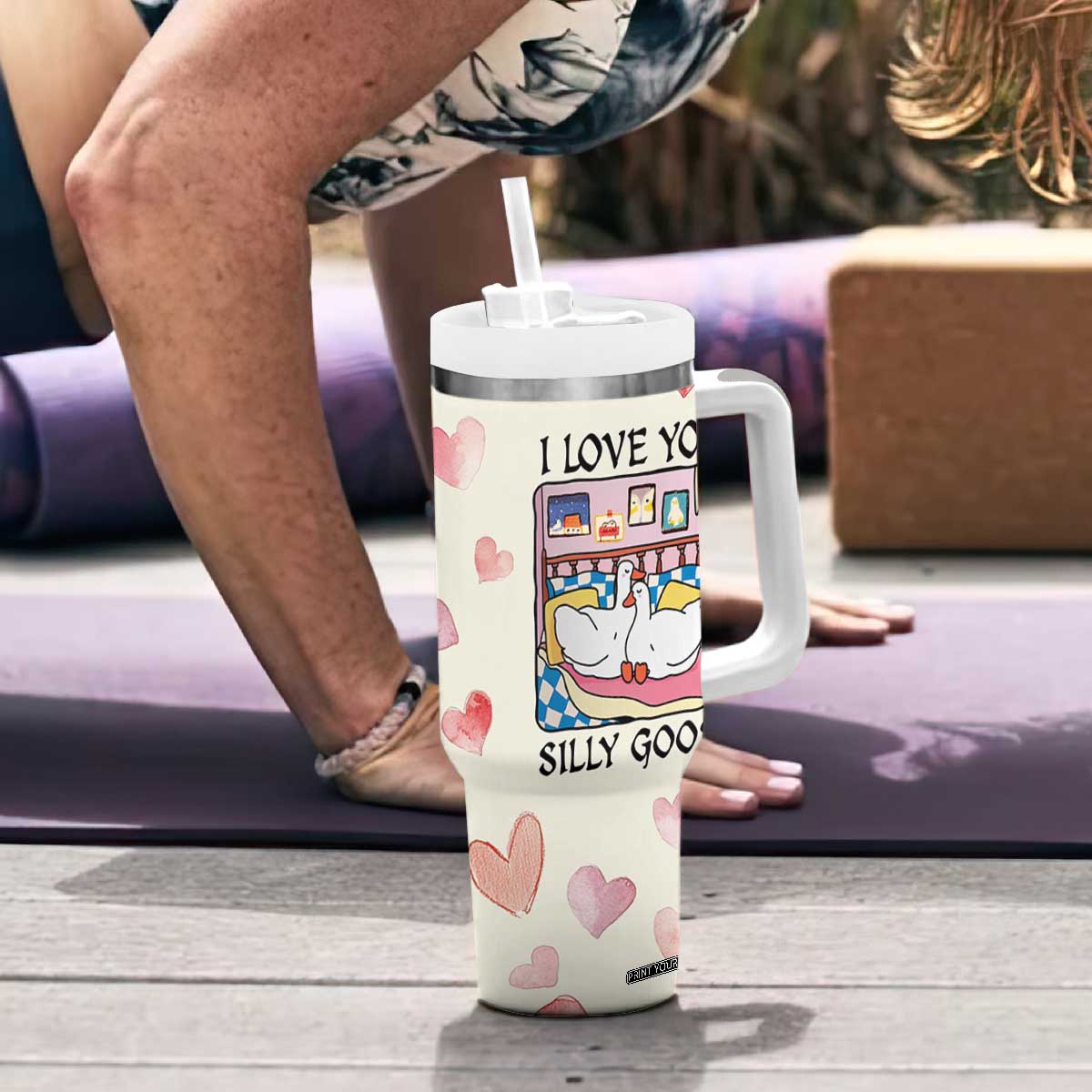 I Love You Silly Goose Tumbler With Handle Cute Romantic Gift TB10 Print Your Wear