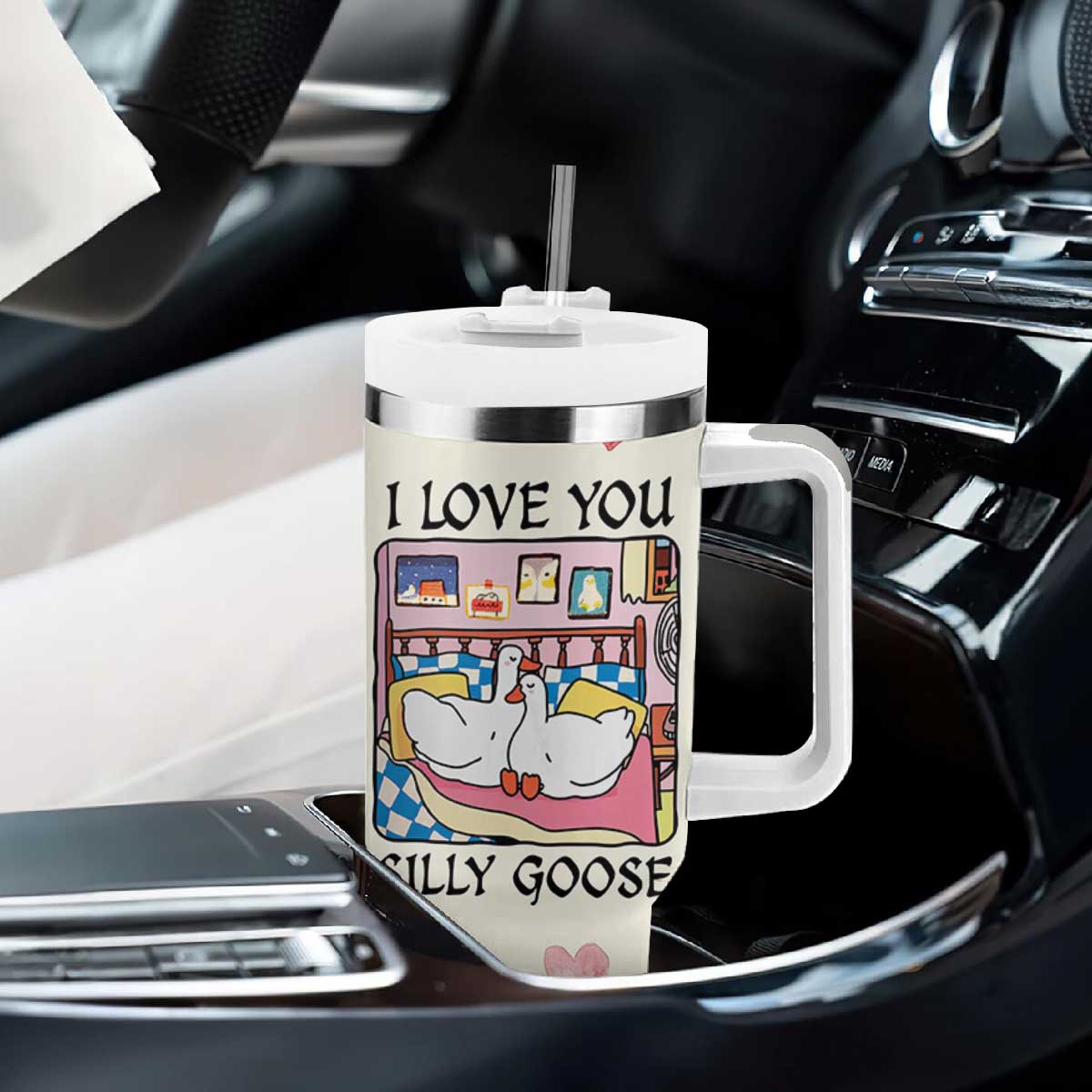 I Love You Silly Goose Tumbler With Handle Cute Romantic Gift TB10 Print Your Wear