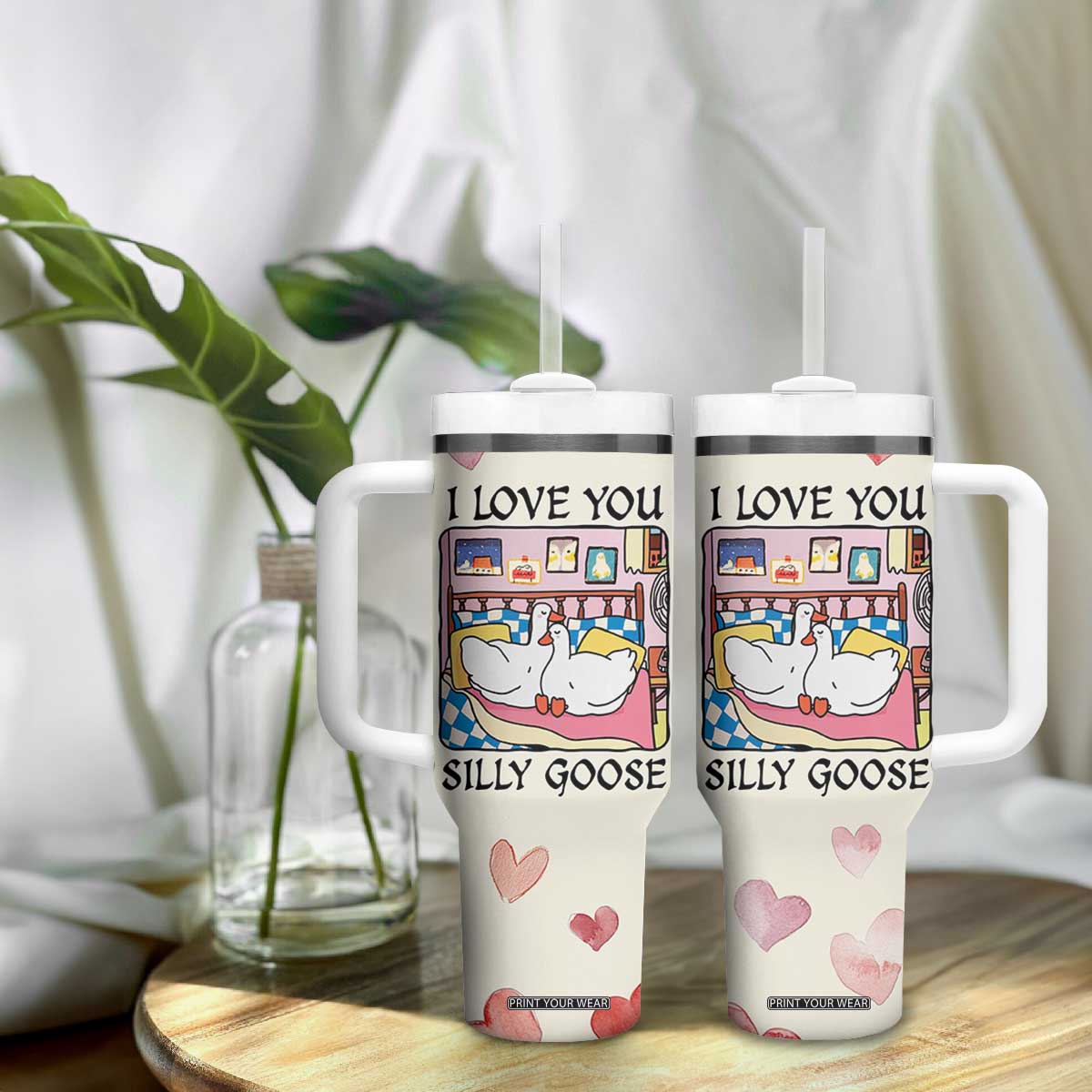 I Love You Silly Goose Tumbler With Handle Cute Romantic Gift TB10 Print Your Wear