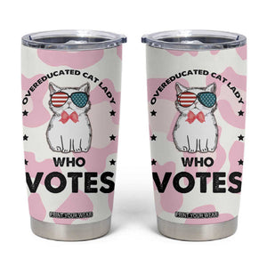 Overeducated Cat Lady Vote for Kamala President Tumbler Cup Funny Kitty Harris 2024 TB10 Pink Cow Print Your Wear