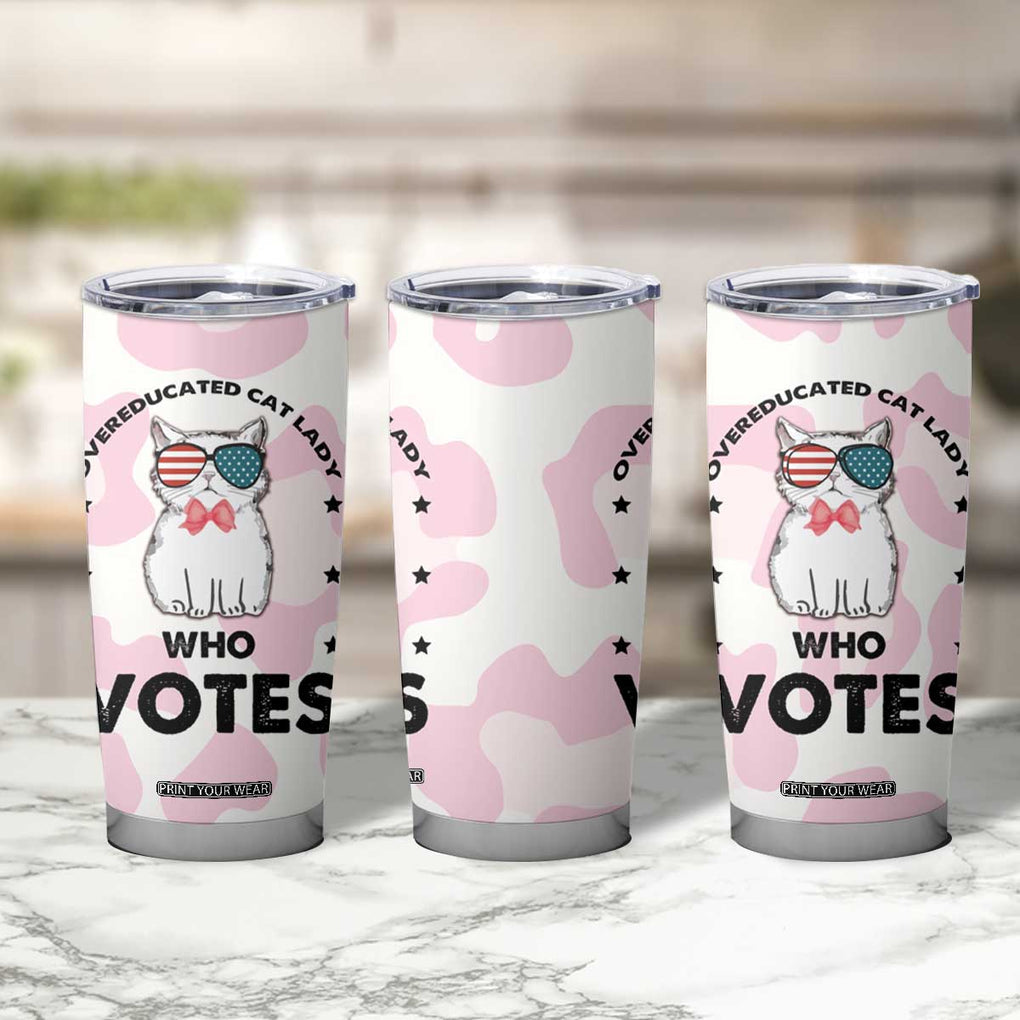 Overeducated Cat Lady Vote for Kamala President Tumbler Cup Funny Kitty Harris 2024 TB10 Print Your Wear