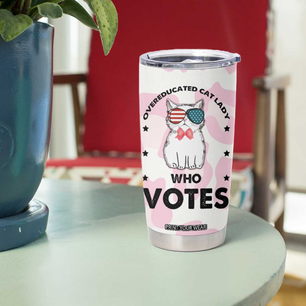 Overeducated Cat Lady Vote for Kamala President Tumbler Cup Funny Kitty Harris 2024 TB10 Print Your Wear