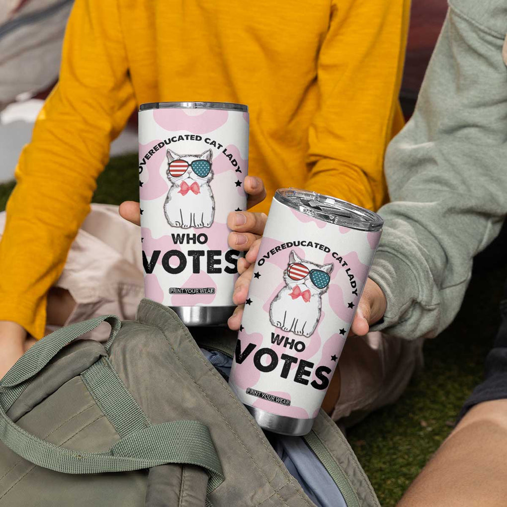 Overeducated Cat Lady Vote for Kamala President Tumbler Cup Funny Kitty Harris 2024 TB10 Print Your Wear