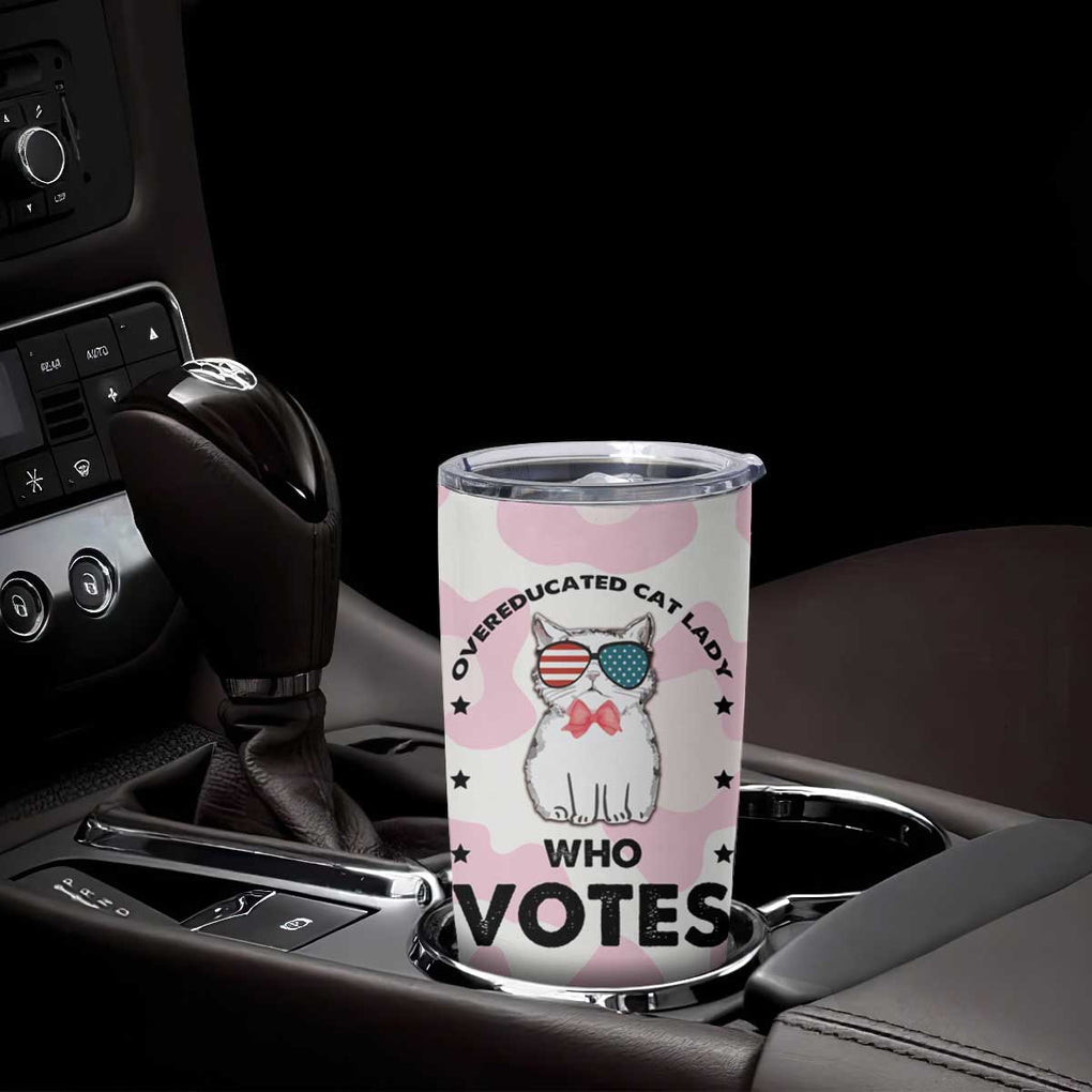 Overeducated Cat Lady Vote for Kamala President Tumbler Cup Funny Kitty Harris 2024 TB10 Print Your Wear