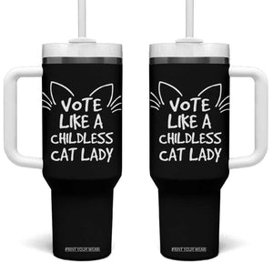 Vote Like A Childless Cat Ladies for Kamala President Tumbler With Handle Funny Kitty Harris 2024 TB10 One Size: 40 oz Black Print Your Wear