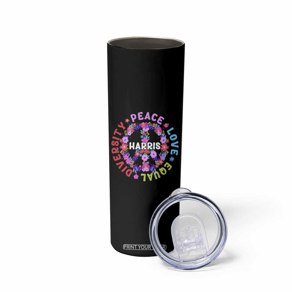 Harris 2024 Election Skinny Tumbler Feminist Flower Peace Love Equality Hope Diversity American Flag TB10 Print Your Wear