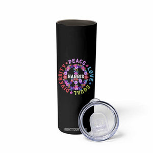 Harris 2024 Election Skinny Tumbler Feminist Flower Peace Love Equality Hope Diversity American Flag TB10 Print Your Wear
