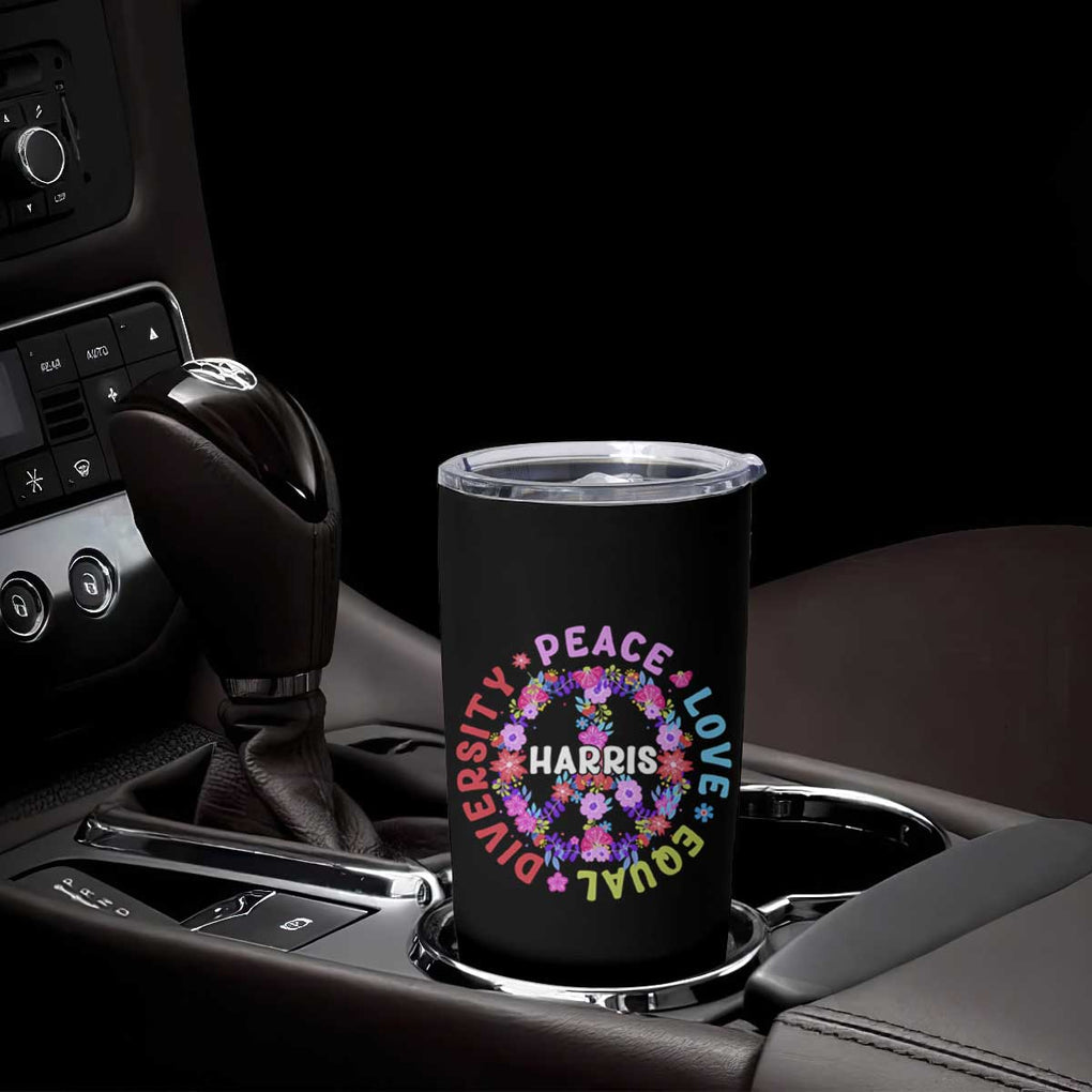Harris 2024 Election Tumbler Cup Feminist Flower Peace Love Equality Hope Diversity American Flag TB10 Print Your Wear