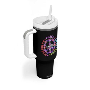 Harris 2024 Election Tumbler With Handle Feminist Flower Peace Love Equality Hope Diversity American Flag TB10 Print Your Wear