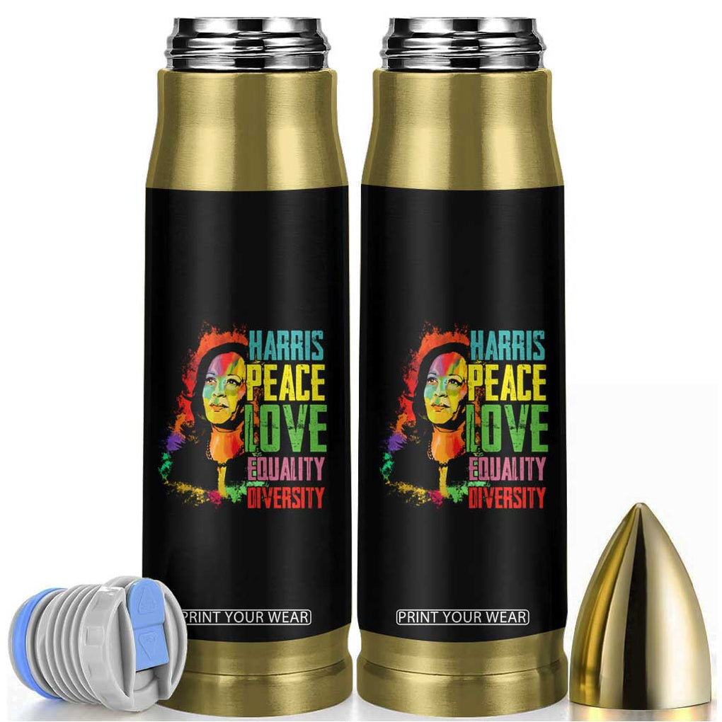 Harris 2024 Madam President Bullet Tumbler Peace Love Equality Hope Diversity Human Rights Womens & Gay LGBTQ+ Pride TB10 Black Print Your Wear