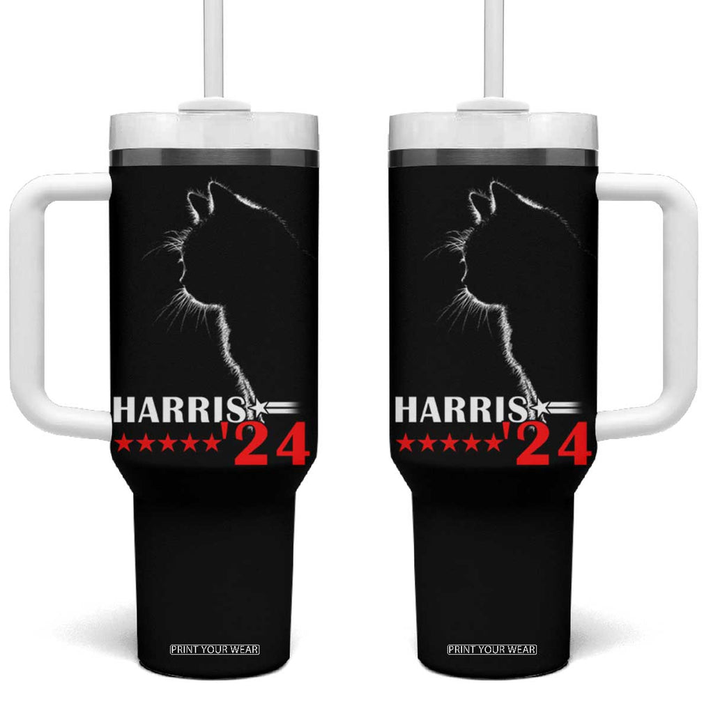 Harris 2024 Tumbler With Handle Cat Lady Ladies for Kamala Madam President TB10 One Size: 40 oz Black Print Your Wear