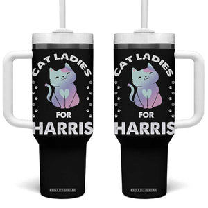 Harris 2024 Tumbler With Handle Cat Lady For Kamala Fans Madam President TB10 One Size: 40 oz Black Print Your Wear