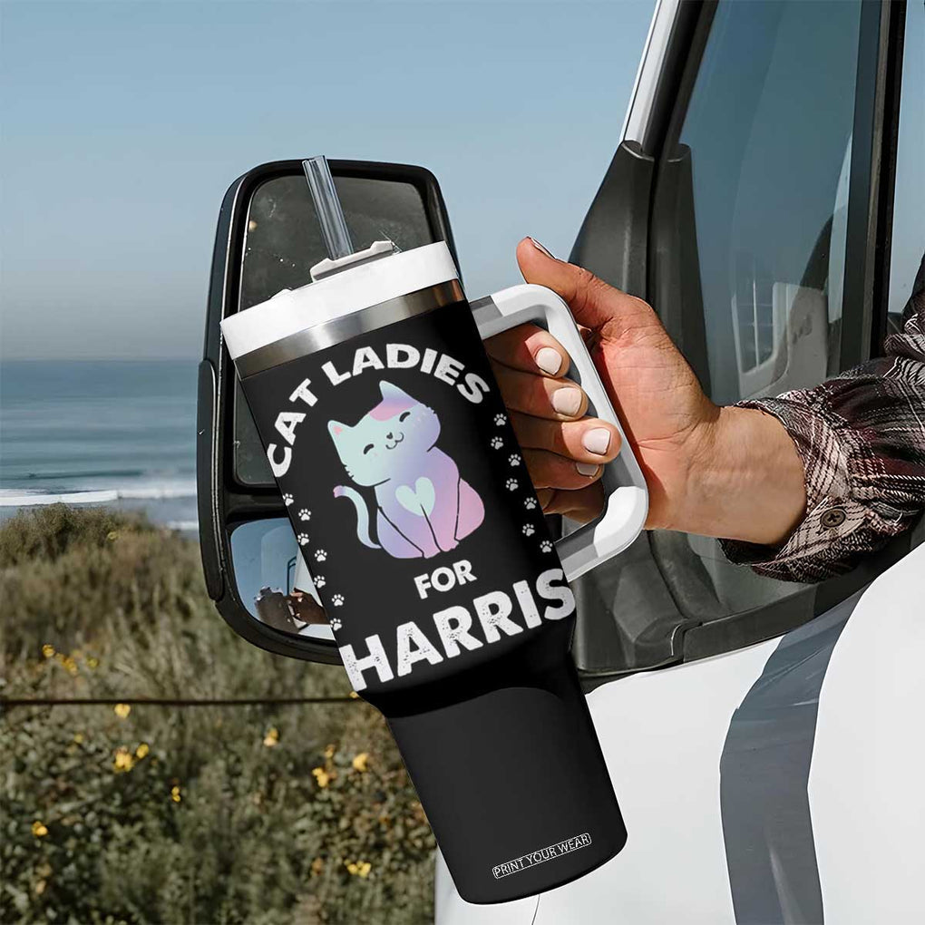 Harris 2024 Tumbler With Handle Cat Lady For Kamala Fans Madam President TB10 Print Your Wear