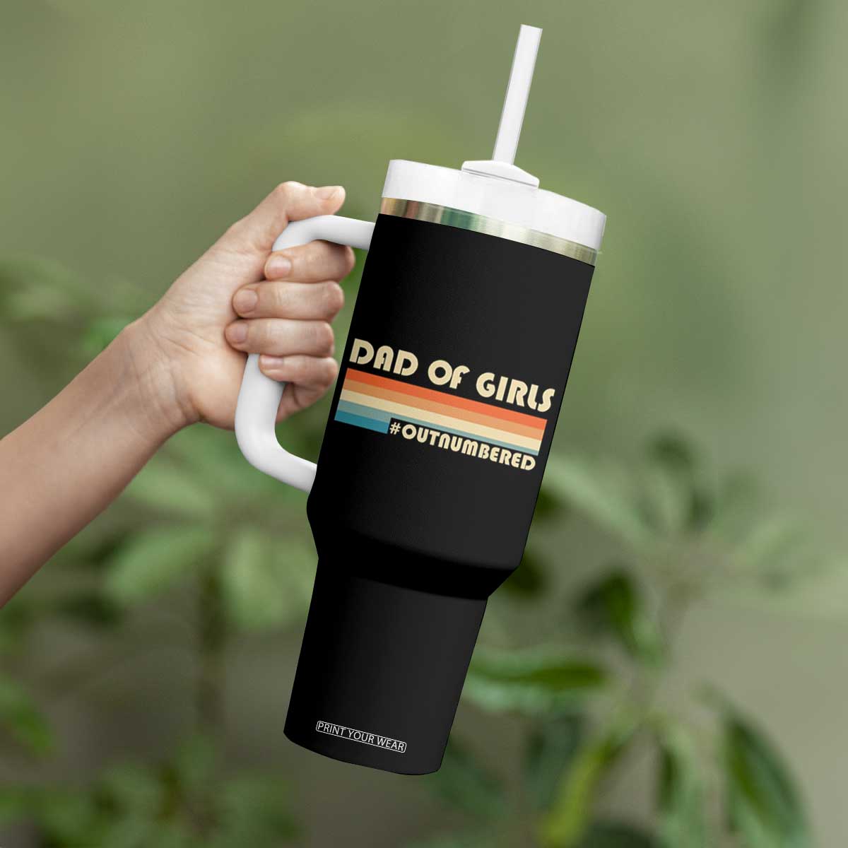 Dad Of Girls Tumbler With Handle Outnumbered Father's Day Christmas Gifts for Dad TB10 Print Your Wear