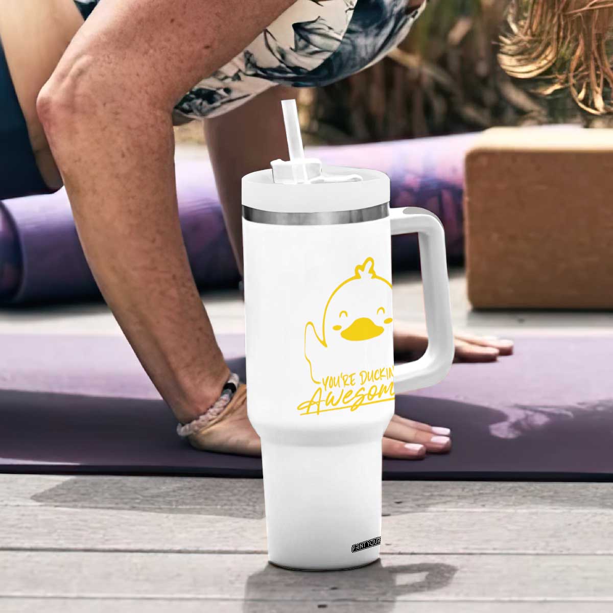 Thank You Gifts Tumbler With Handle Emotional Positive Support Funny Duck Positive Inspirational Gifts TB10 Print Your Wear