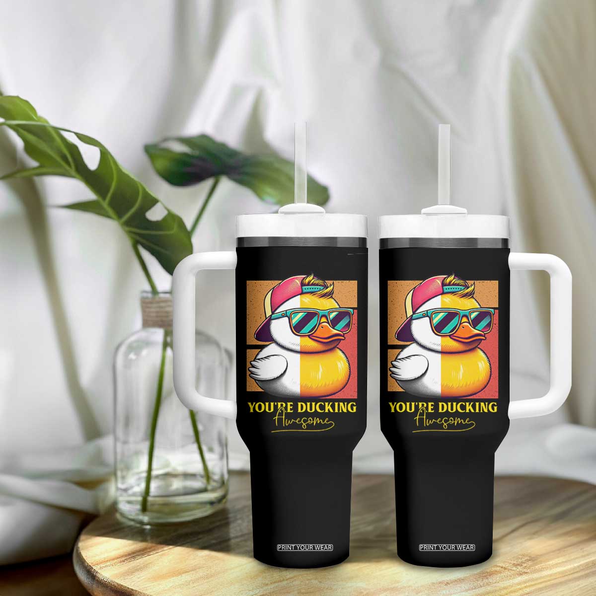 Inspirational Gifts Tumbler With Handle Emotional Positive Support Funny Duck Positive Thank You Gifts TB10 Print Your Wear