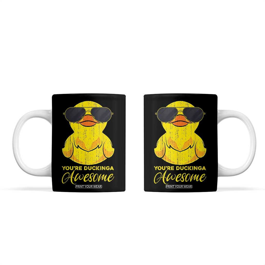 Funny Inspirational Gifts Coffee Mug Emotional Positive Support Retro Duck Positive Thank You Gifts TB10 Black Print Your Wear