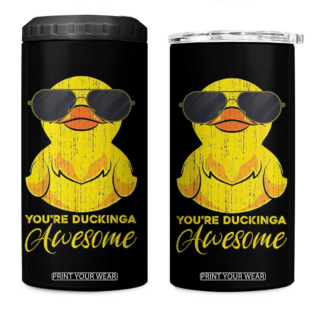 Funny Inspirational Gifts 4 in 1 Can Cooler Tumbler Emotional Positive Support Retro Duck Positive Thank You Gifts TB10 One Size: 16 oz Black Print Your Wear