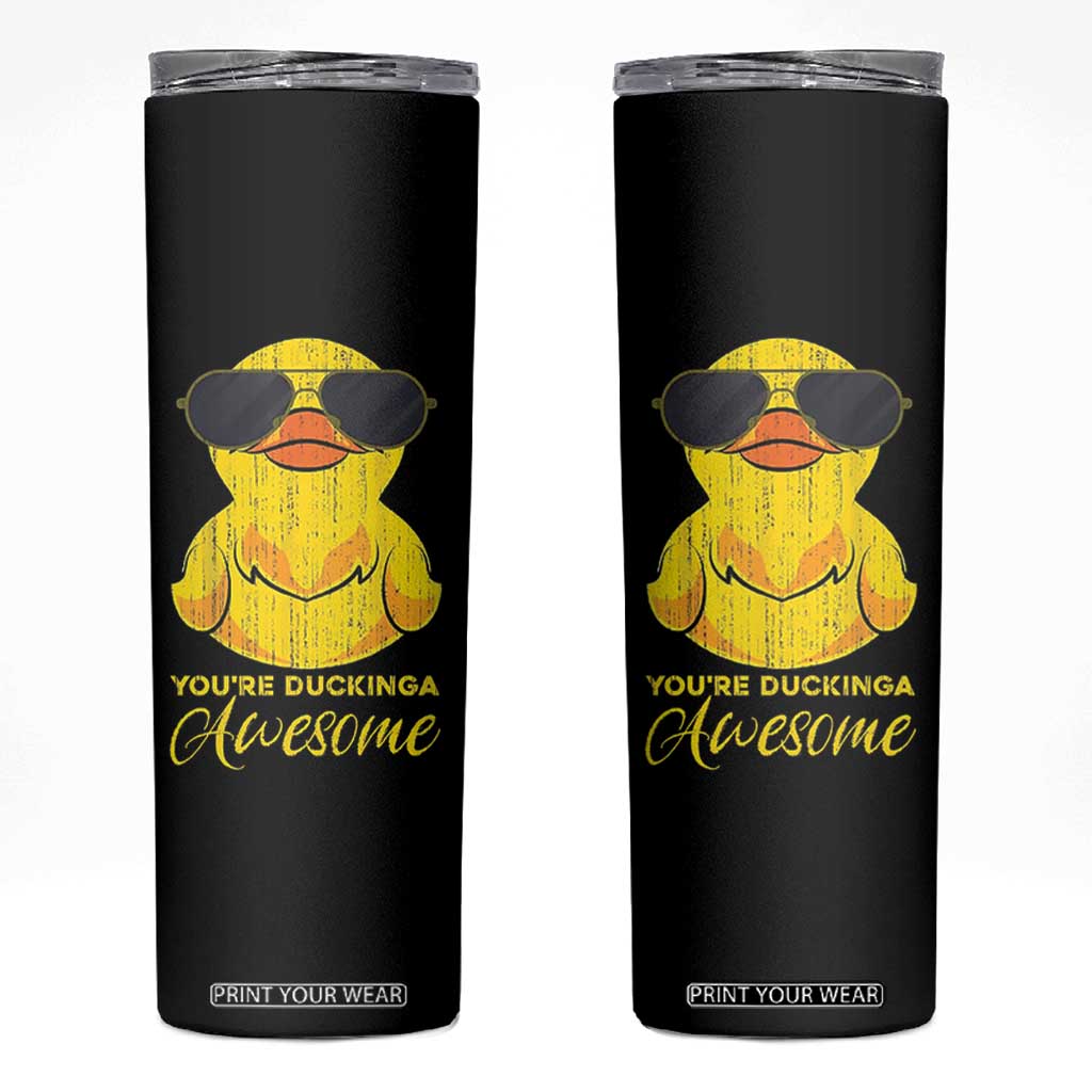 Funny Inspirational Gifts Skinny Tumbler Emotional Positive Support Retro Duck Positive Thank You Gifts TB10 Black Print Your Wear