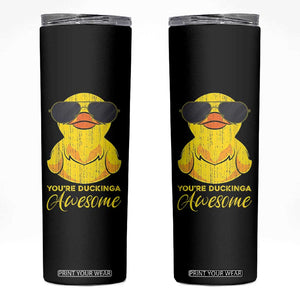 Funny Inspirational Gifts Skinny Tumbler Emotional Positive Support Retro Duck Positive Thank You Gifts TB10 Black Print Your Wear