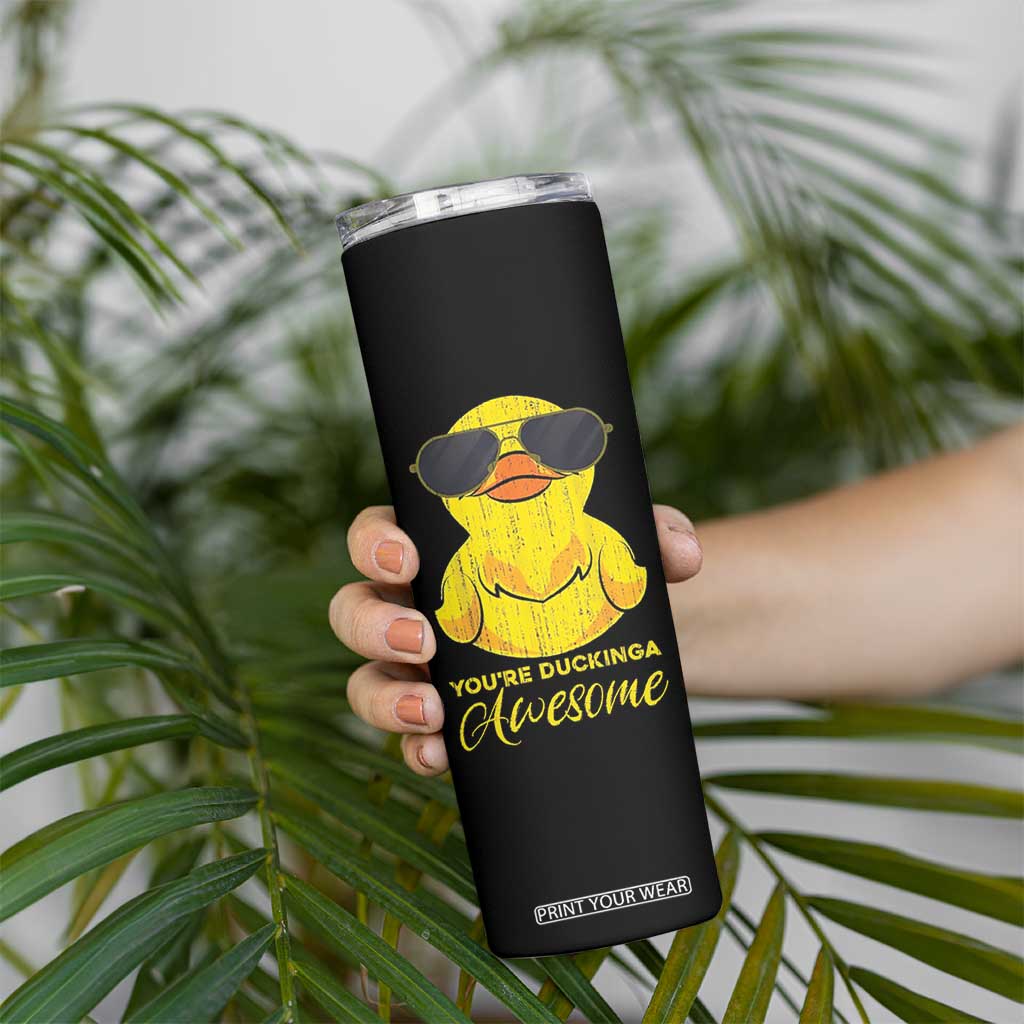 Funny Inspirational Gifts Skinny Tumbler Emotional Positive Support Retro Duck Positive Thank You Gifts TB10 Print Your Wear