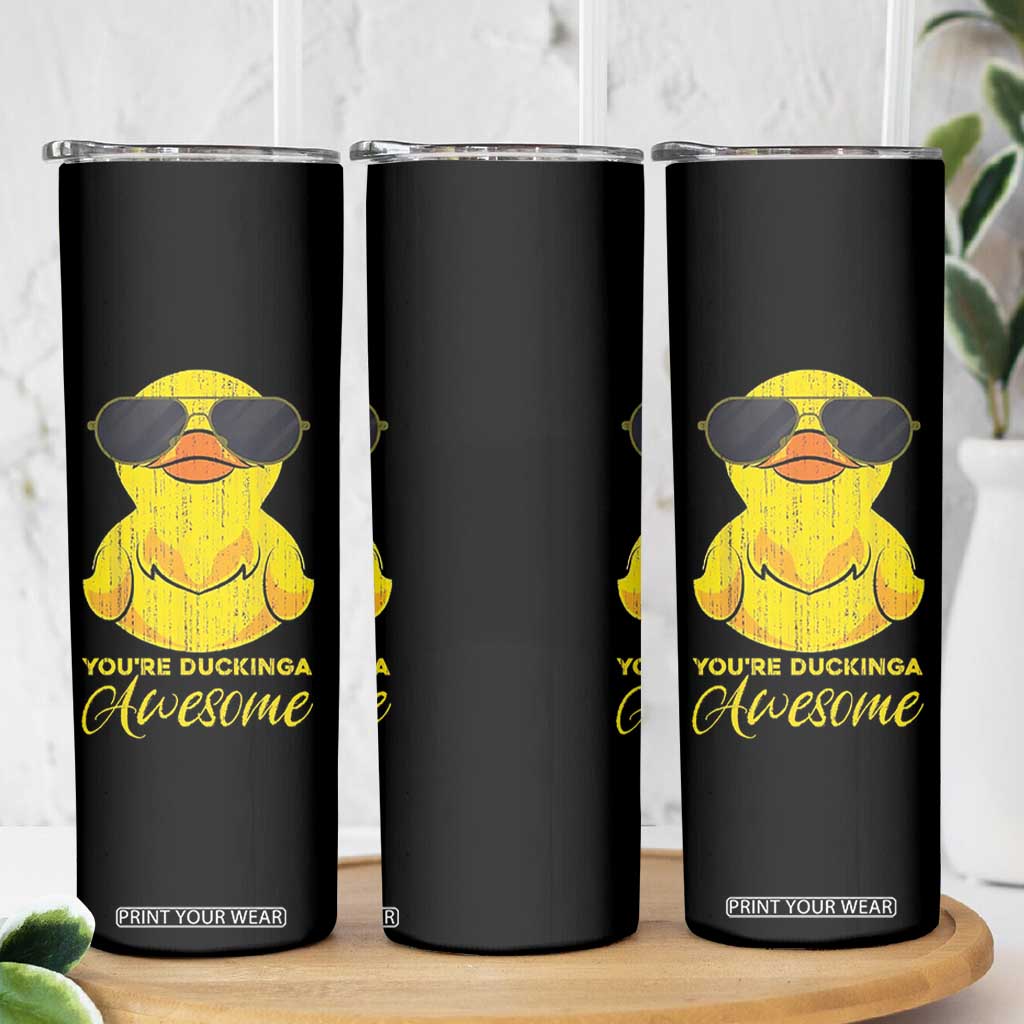 Funny Inspirational Gifts Skinny Tumbler Emotional Positive Support Retro Duck Positive Thank You Gifts TB10 Print Your Wear