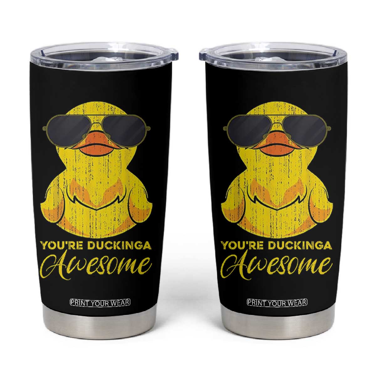 Funny Inspirational Gifts Tumbler Cup Emotional Positive Support Retro Duck Positive Thank You Gifts TB10 Black Print Your Wear