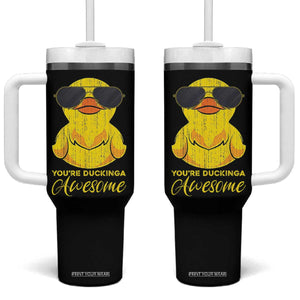 Funny Inspirational Gifts Tumbler With Handle Emotional Positive Support Retro Duck Positive Thank You Gifts TB10 One Size: 40 oz Black Print Your Wear