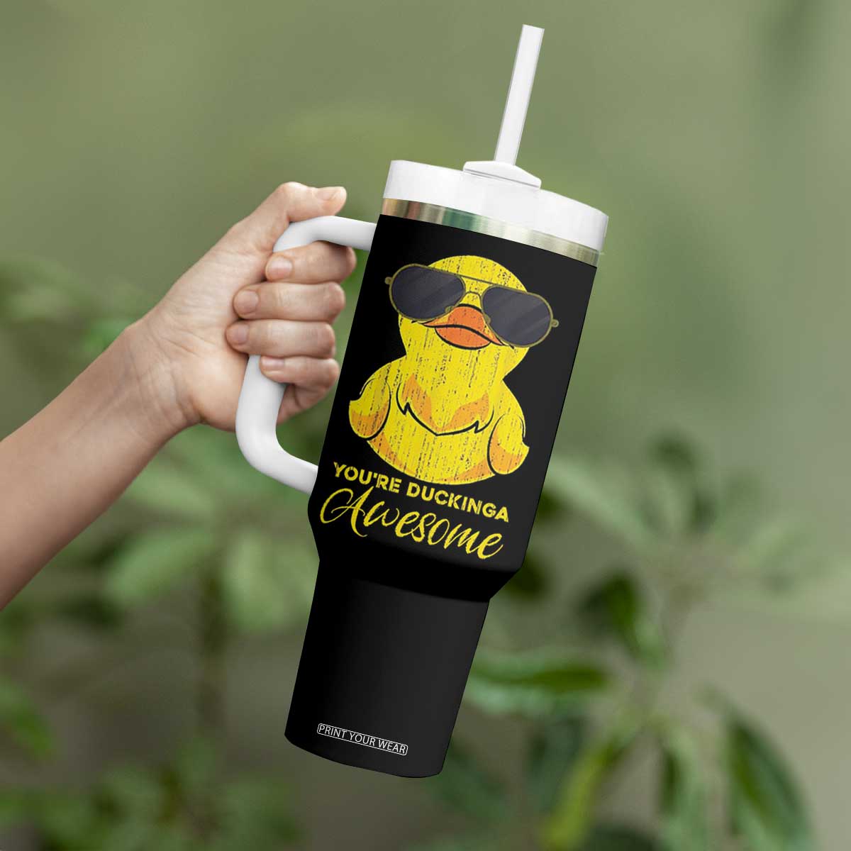 Funny Inspirational Gifts Tumbler With Handle Emotional Positive Support Retro Duck Positive Thank You Gifts TB10 Print Your Wear