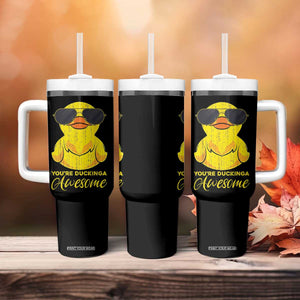 Funny Inspirational Gifts Tumbler With Handle Emotional Positive Support Retro Duck Positive Thank You Gifts TB10 Print Your Wear
