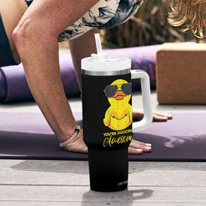 Funny Inspirational Gifts Tumbler With Handle Emotional Positive Support Retro Duck Positive Thank You Gifts TB10 Print Your Wear