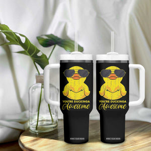 Funny Inspirational Gifts Tumbler With Handle Emotional Positive Support Retro Duck Positive Thank You Gifts TB10 Print Your Wear