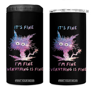 Funny Cat 4 in 1 Can Cooler Tumbler It's Fine I'm Fine Everything Is Fine Office Gag Gifts TB10 One Size: 16 oz Black Print Your Wear