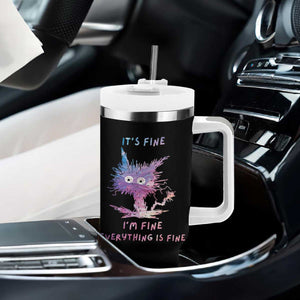Funny Cat Tumbler With Handle It's Fine I'm Fine Everything Is Fine Office Gag Gifts TB10 Print Your Wear