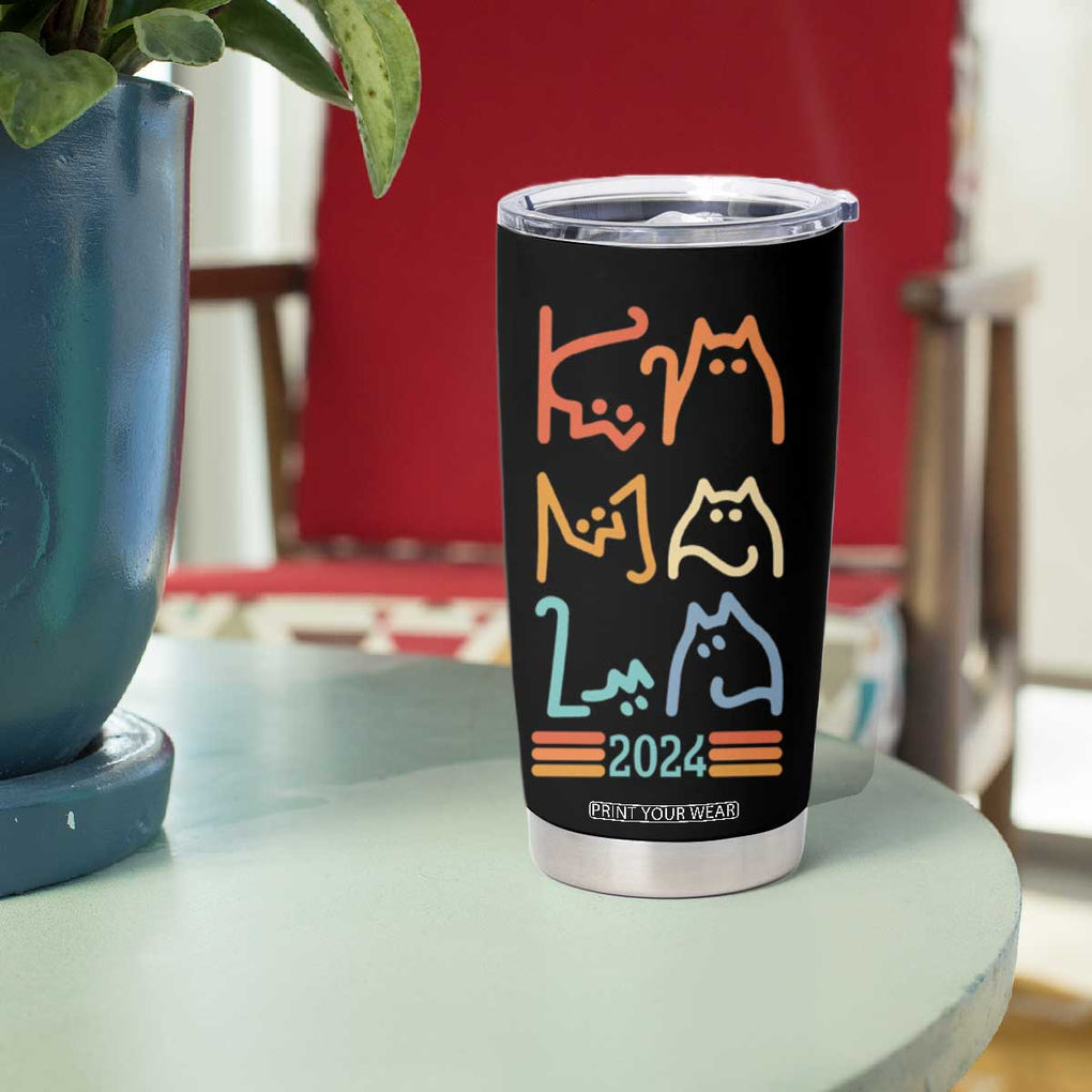 Harris 2024 Tumbler Cup Kamala Madam President Cat Lettering Positive Funny TB10 Print Your Wear