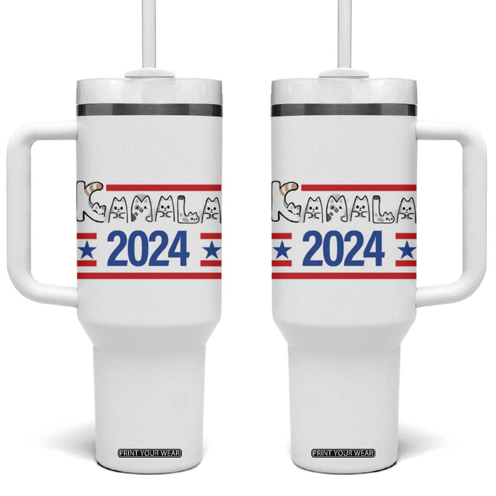 Harris 2024 Tumbler With Handle Cat Lady For Kamala '24 Presidential Election TB10 One Size: 40 oz Black Print Your Wear