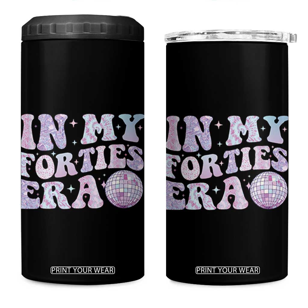40th Birthday Gifts For Her 4 in 1 Can Cooler Tumbler In My 40s Era 40 Years Old TB10 One Size: 16 oz Black Print Your Wear