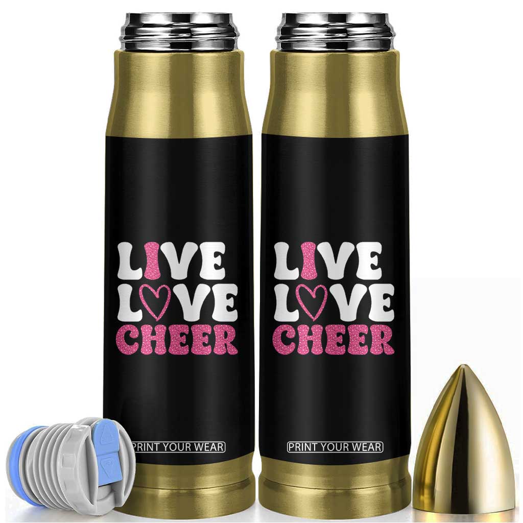 Cheerleader Bullet Tumbler Live Love Cheer Girl Cheerleading Pink Leopard TB10 Black Print Your Wear